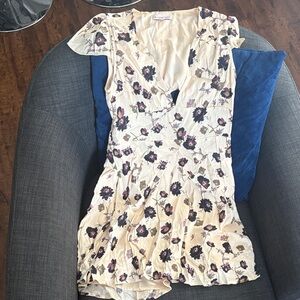 Sunday Best Floral Mini Dress - Cream and Purple